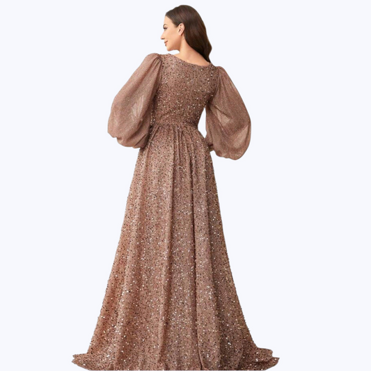Robe FAVEUR Taupe rosé à sequins