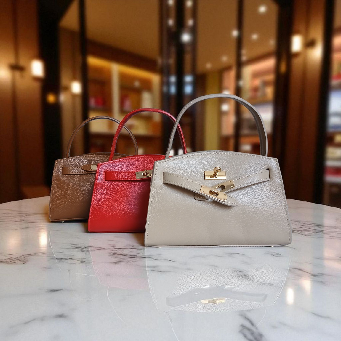 Sac Sérénité Beige - cuir de Vachette Italien