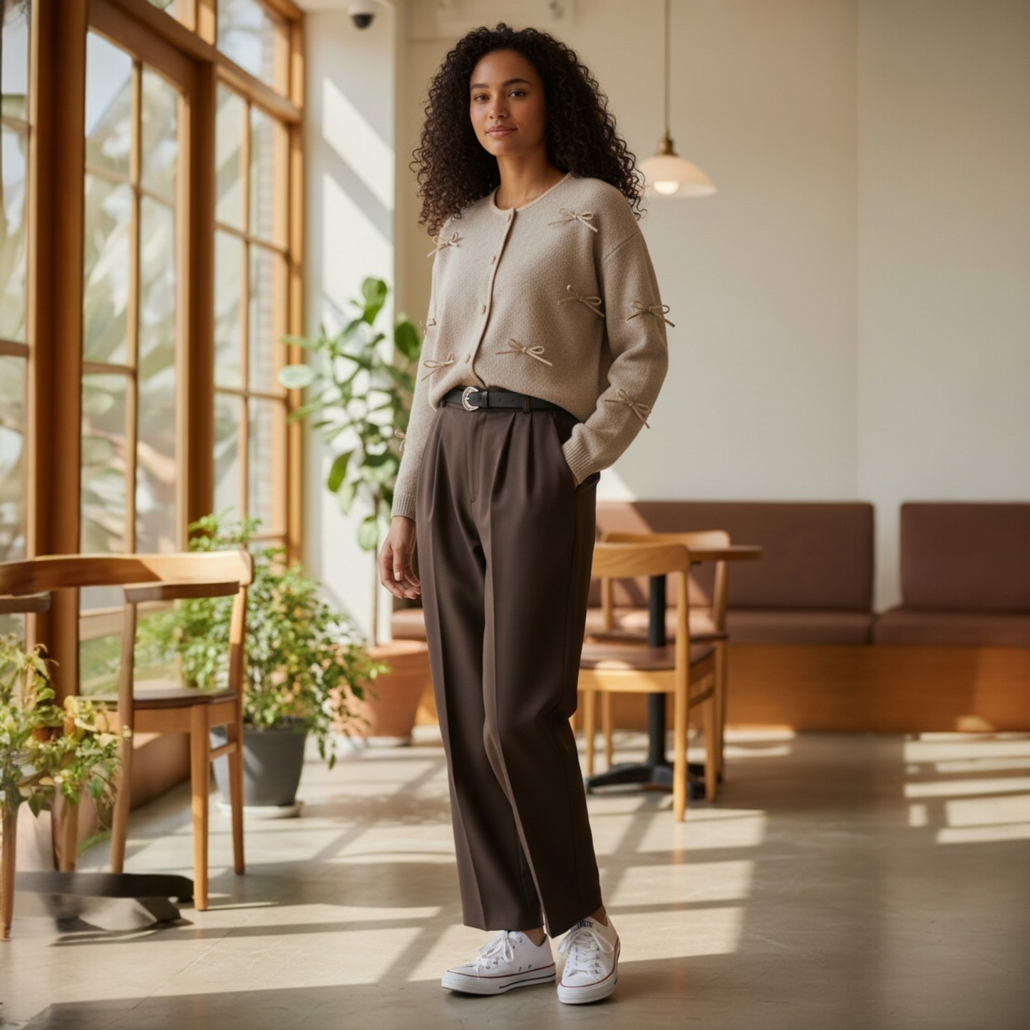 Cardigan Graciella Taupe - avec Nœuds