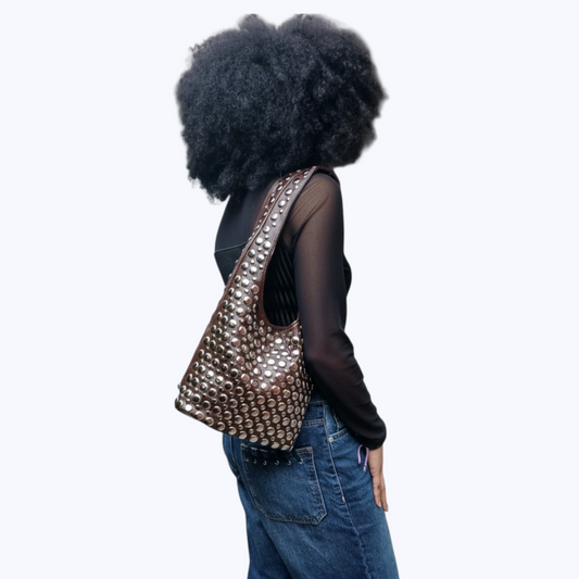 Sac JOËLLA - Besace Clouté Camel