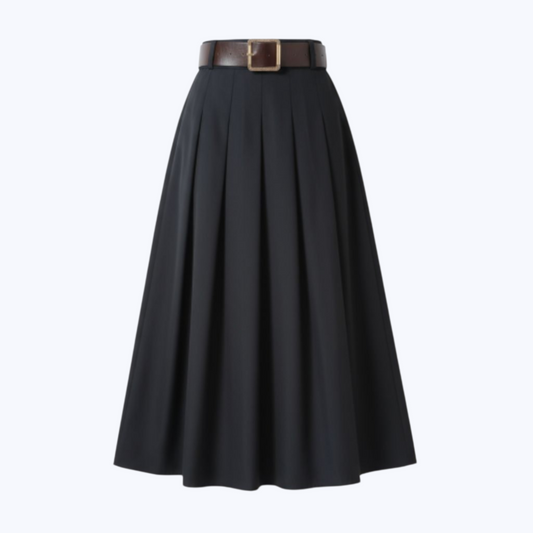 Jupe Azaëlle Noire, avec ceinture - Made in Italy