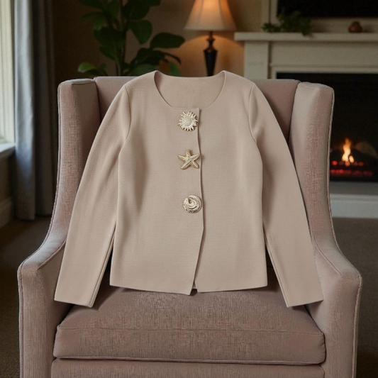 Cardigan Grâce beige - Boutons Dorés