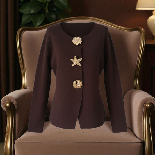 Cardigan Grâce chocco- Boutons Dorés