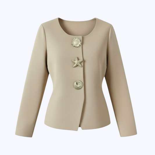 Cardigan GRÂCE beige - Boutons Dorés