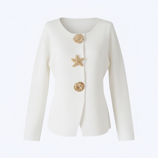Cardigan GRÂCE blanc - Boutons Dorés