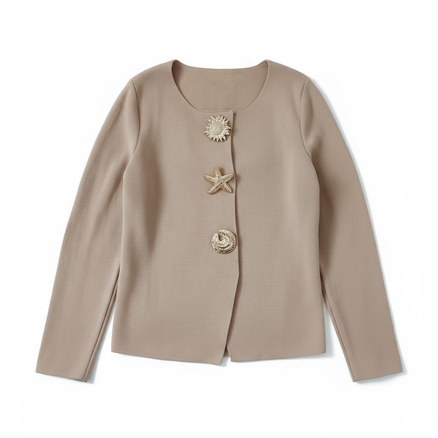 Cardigan Grâce beige - Boutons Dorés