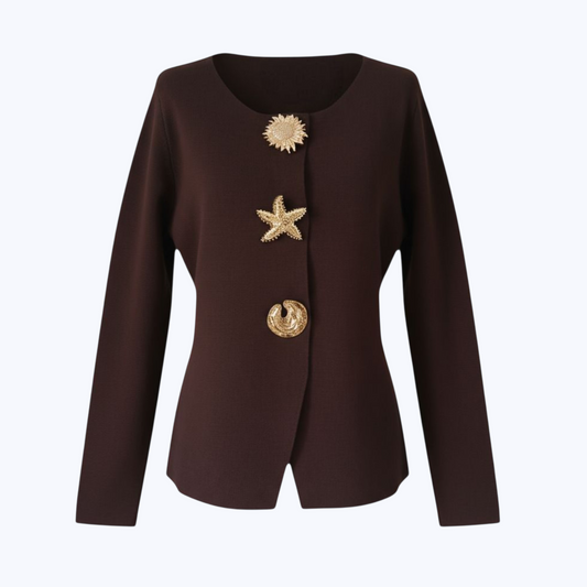 Cardigan GRÂCE choco- Boutons Dorés