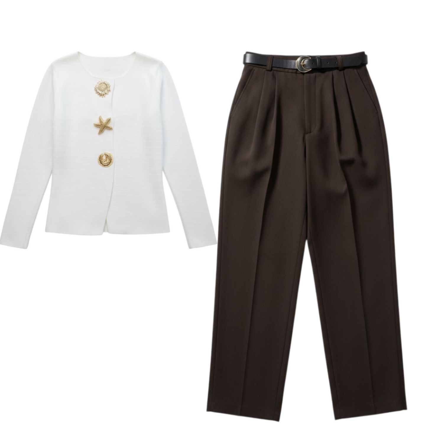 Cardigan Grâce blanc - Boutons Dorés