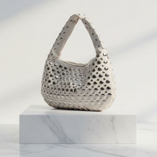 Sac Joëlla - Hobo Beige à Détails Argentés