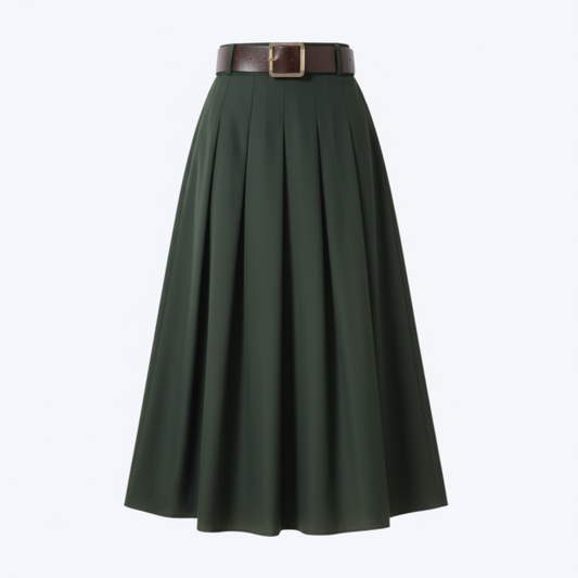 Jupe plissée kaki sapin foncé