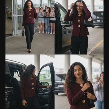 Cardigan GRÂCE Bordeaux à Boutons Dorés