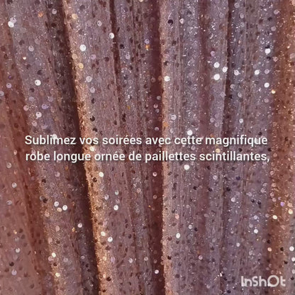 Robe FAVEUR Taupe rosé à sequins