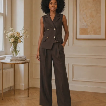 Veste Rebecca Sans Manches – Chocolat