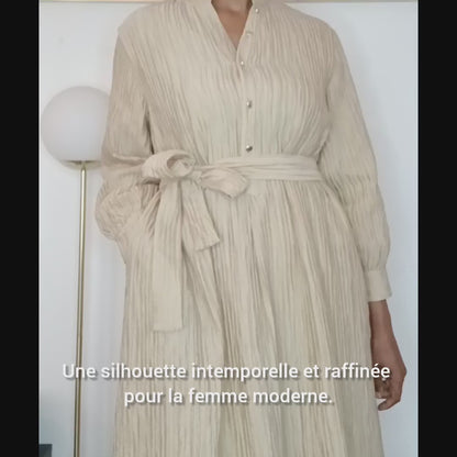 Robe NOËLYNE Longue Côtelée – Beige