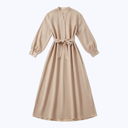 Robe NOËLYNE Longue Côtelée – Beige