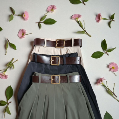 Jupe Allégresse Noire, avec ceinture - Made in Italy