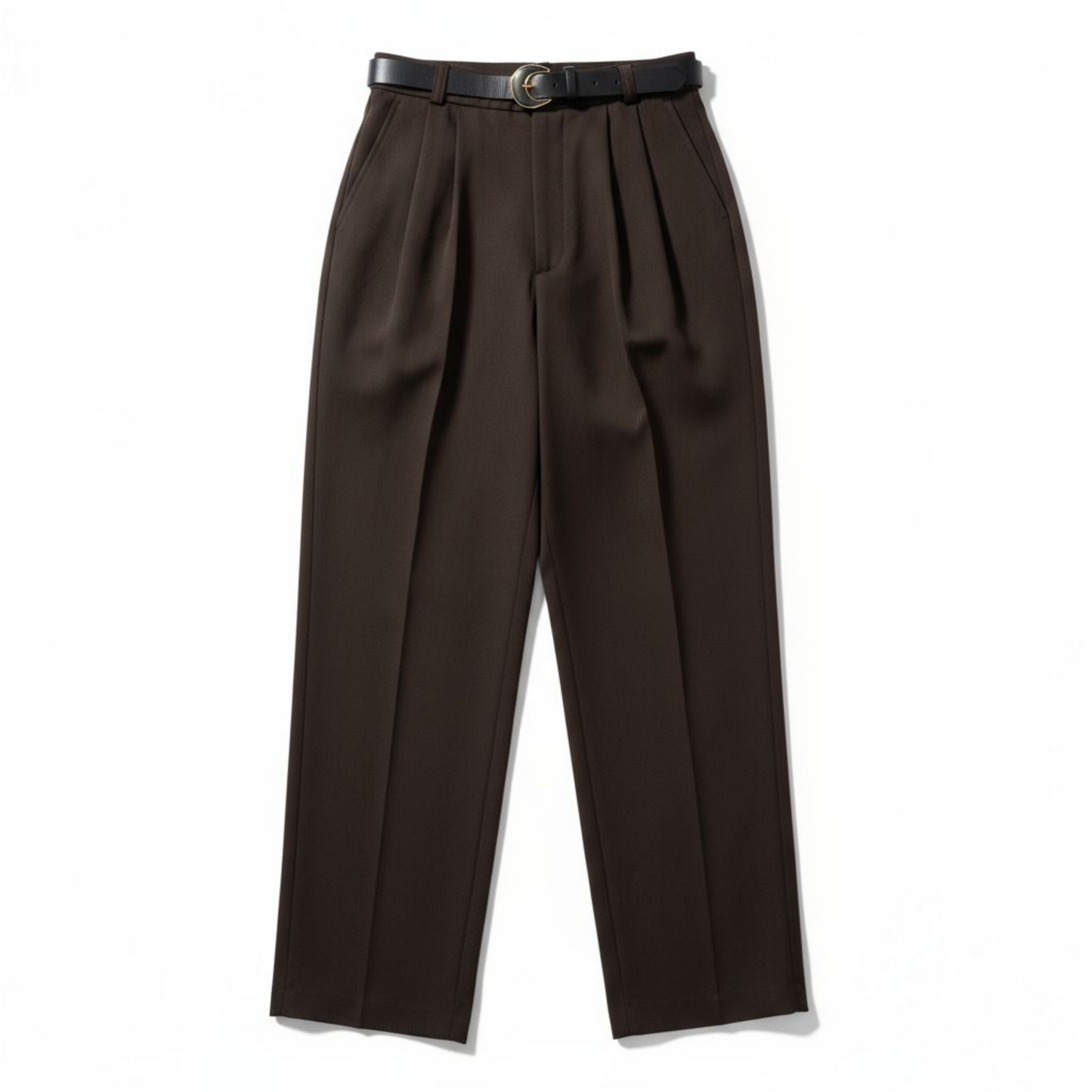 Pantalon Lune Choco - Taille haute avec Ceinture - Détails Dorés