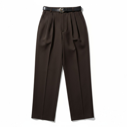 Pantalon Lune Choco - Taille haute avec Ceinture - Détails Dorés