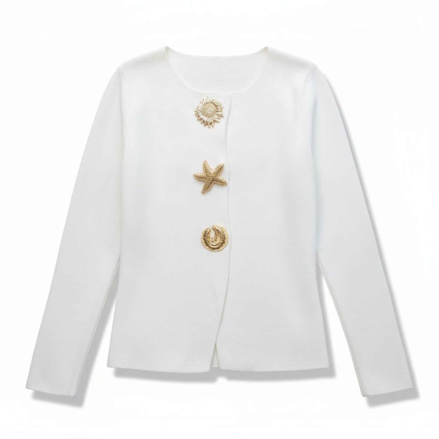 Cardigan Grâce blanc - Boutons Dorés