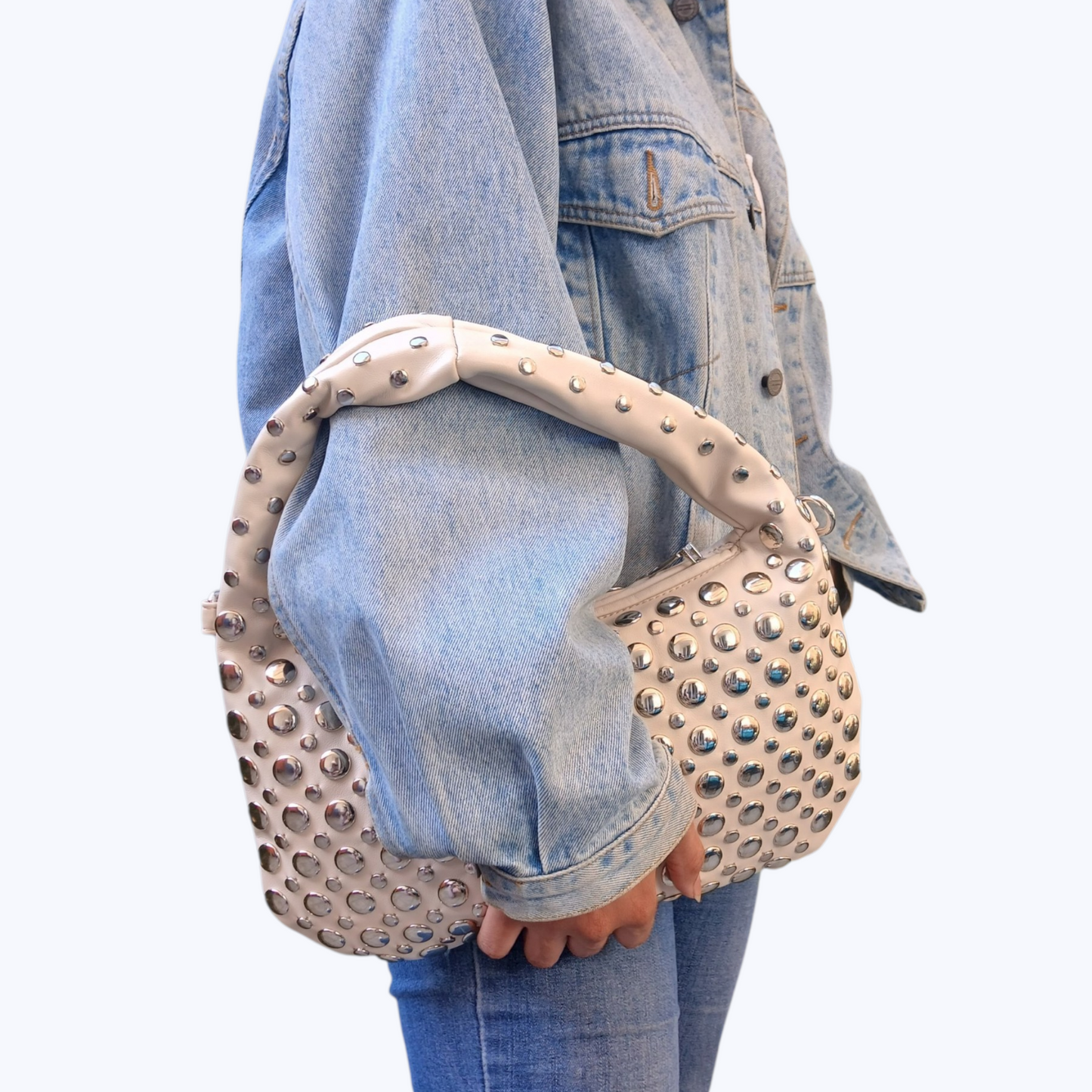 Sac Joëlla - Hobo Beige à Détails Argentés