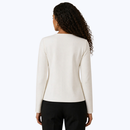 Cardigan GRÂCE blanc - Boutons Dorés
