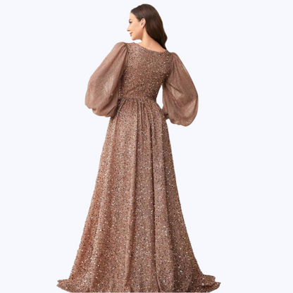 Robe FAVEUR Taupe rosé à sequins