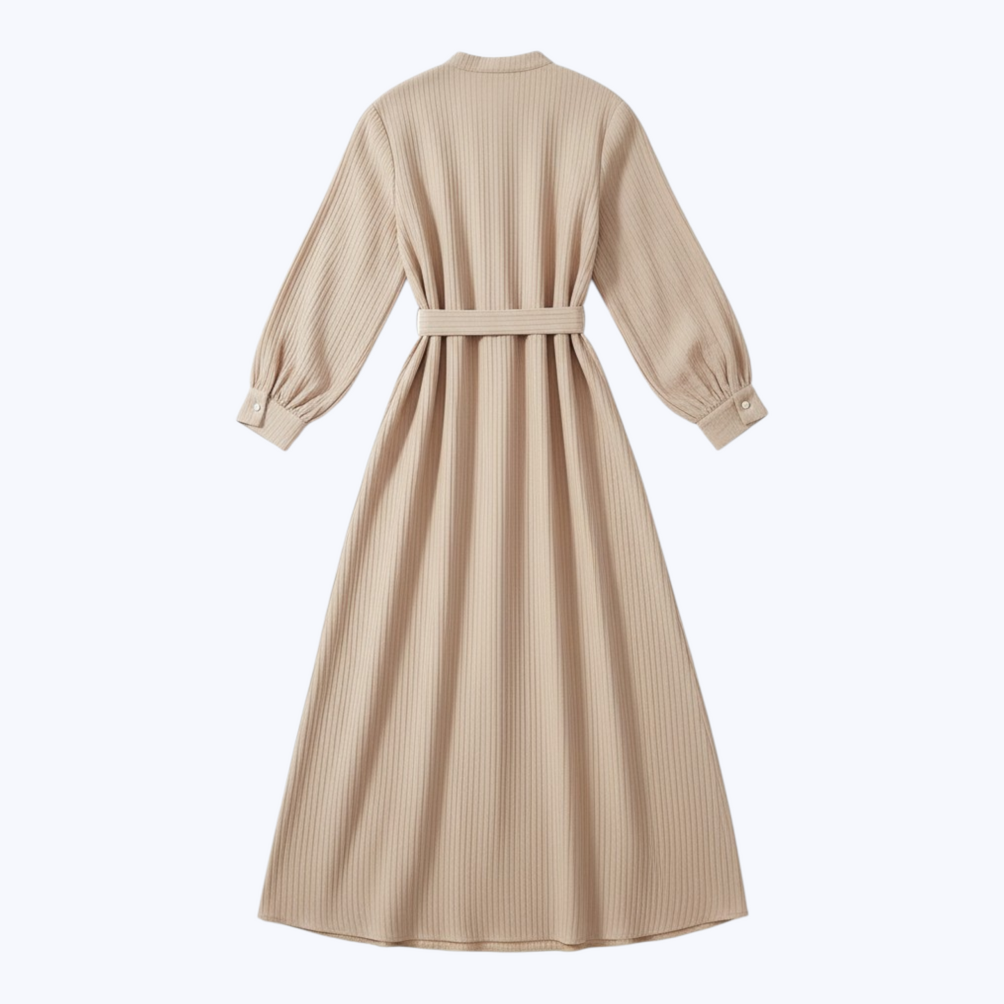 Robe NOËLYNE Longue Côtelée – Beige