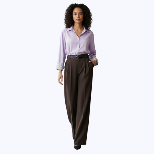 Pantalon LUNA Choco - Taille haute