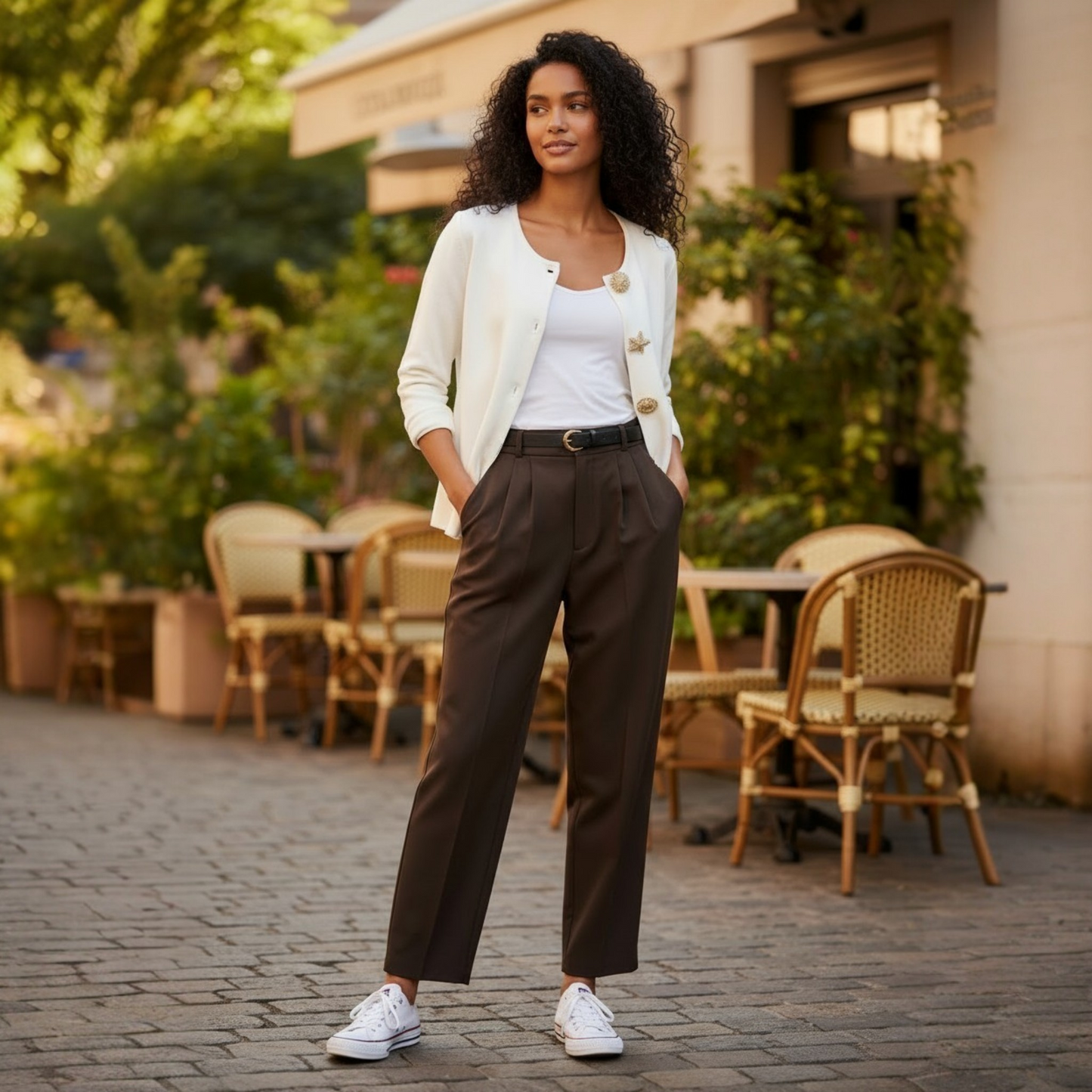 Cardigan Grâce blanc - Boutons Dorés