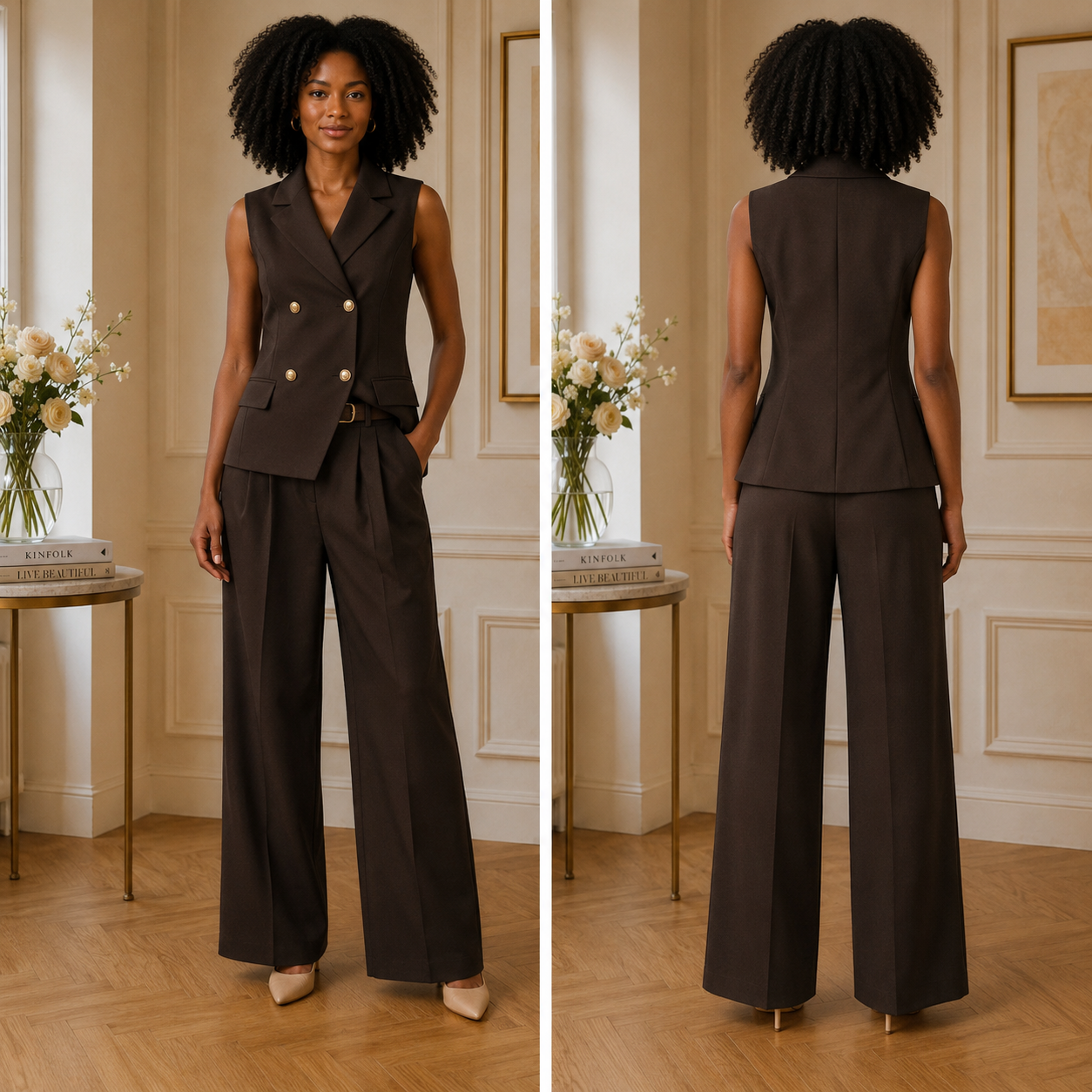 Veste Rebecca Sans Manches – Chocolat