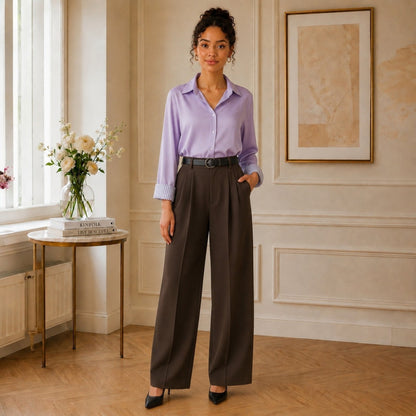 Pantalon LUNA Choco - Taille haute