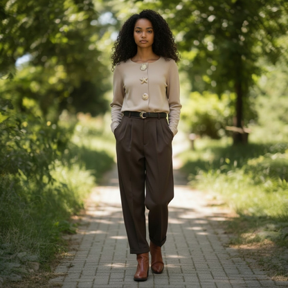 Cardigan Grâce beige - Boutons Dorés