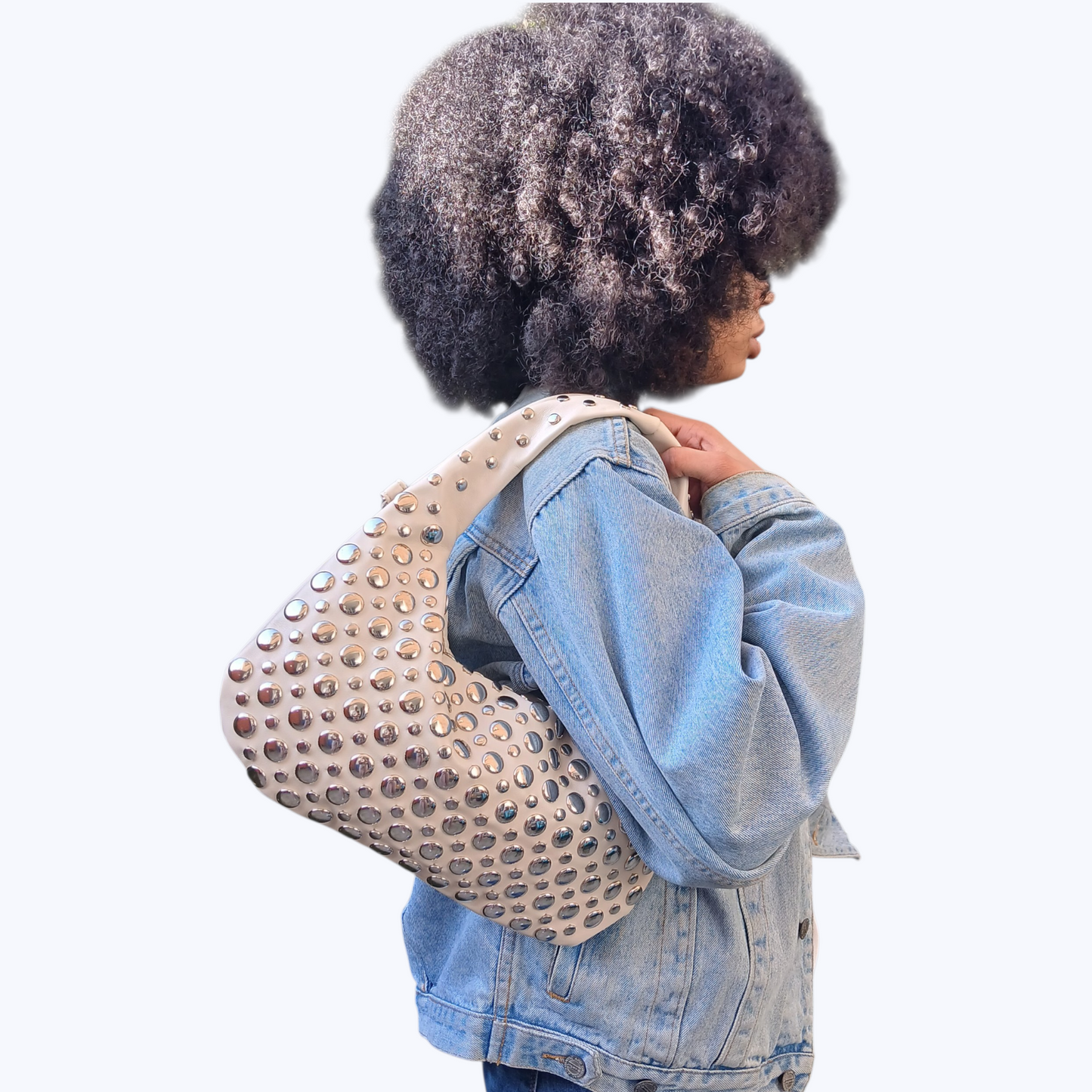 Sac Joëlla - Hobo Beige à Détails Argentés