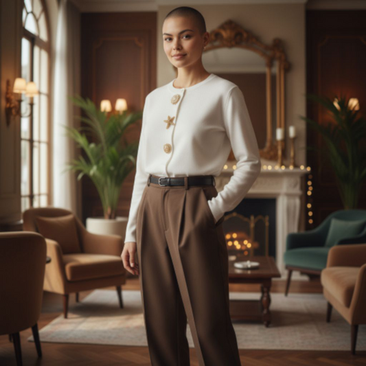 Cardigan Grâce blanc - Boutons Dorés