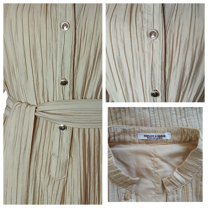 Robe NOËLYNE Longue Côtelée – Beige