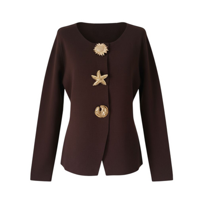 Cardigan Grâce café - Boutons Dorés