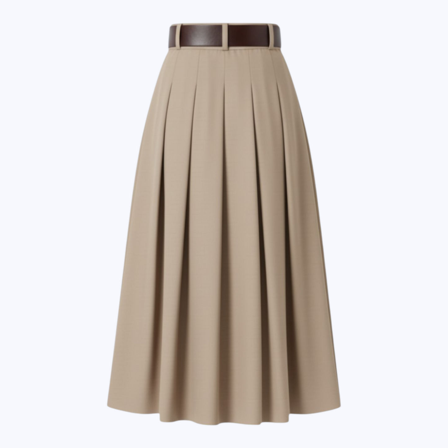 Jupe AZAËLLE beige, avec ceinture - Made in Italy