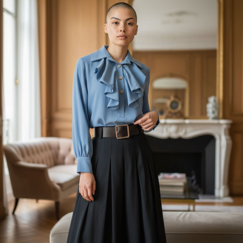 Blouse Aline Bleu Ciel  - Made in Italy