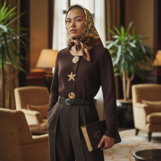 Cardigan Grâce café - Boutons Dorés