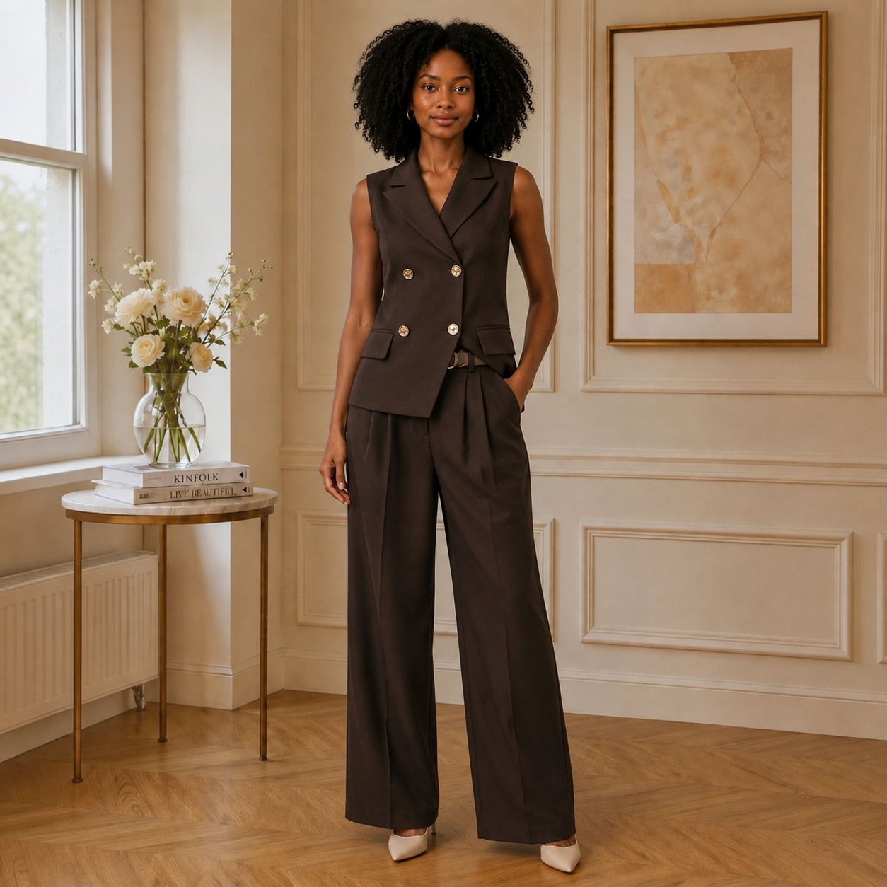 Veste Rebecca Sans Manches – Chocolat