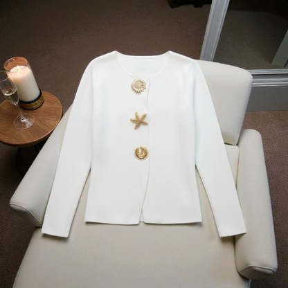 Cardigan Grâce blanc - Boutons Dorés