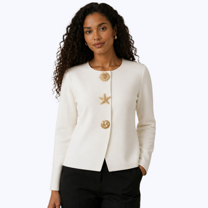 Cardigan GRÂCE blanc - Boutons Dorés