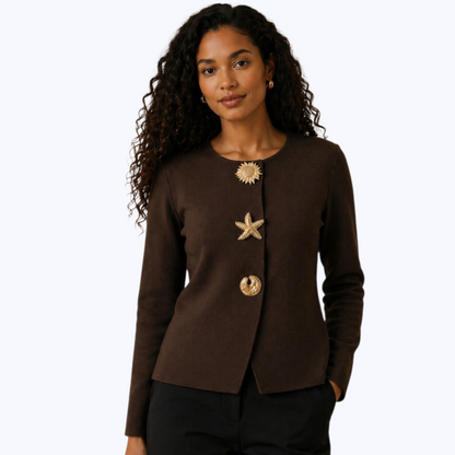Cardigan GRÂCE choco- Boutons Dorés