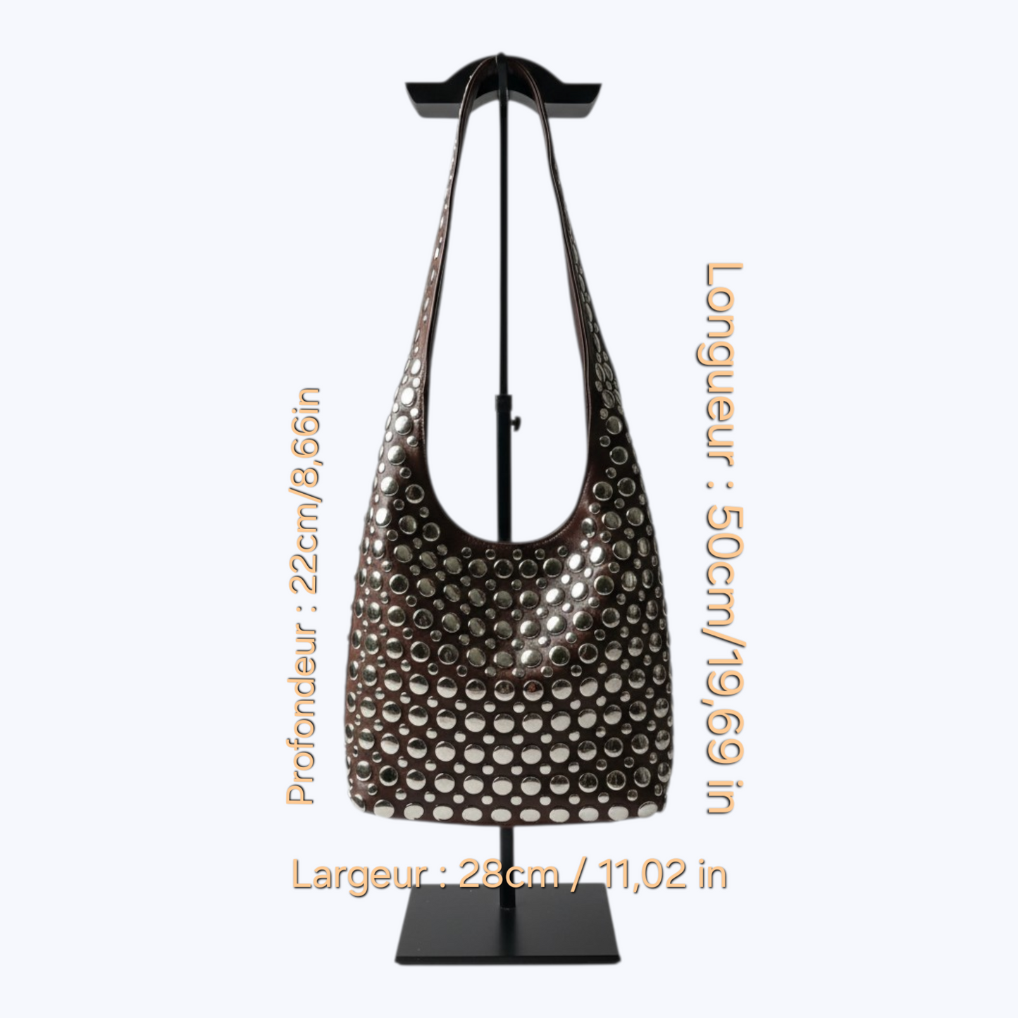 Sac JOËLLA - Besace Clouté Camel