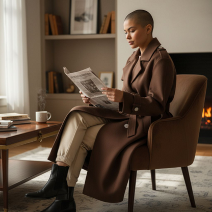 Manteau la Paix de Dieu Marron  - Long Oversize - Made in Italy