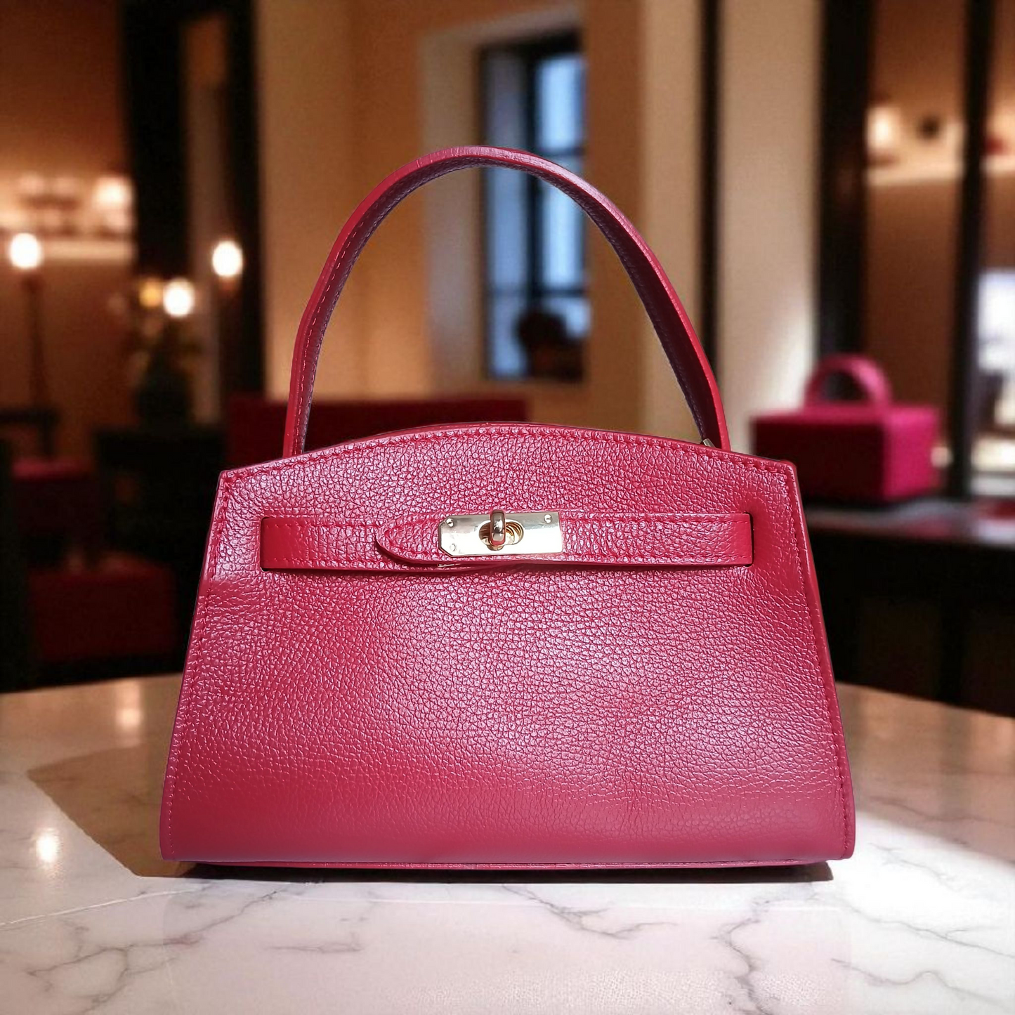 Sac Sérénité - Élégant Rouge en Cuir de Vachette