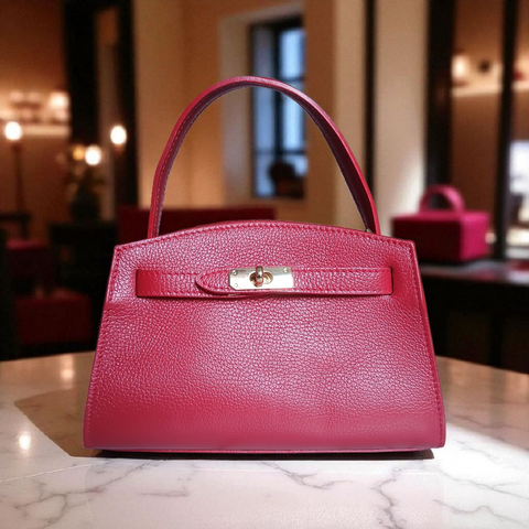 Sac Sérénité - Élégant Rouge en Cuir de Vachette