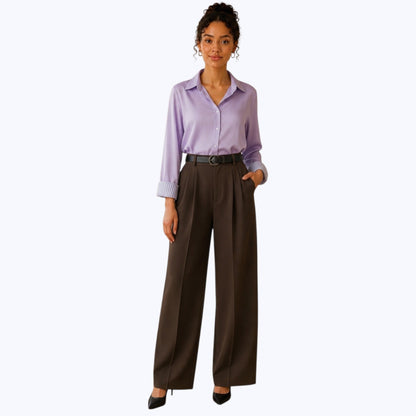 Pantalon LUNA Choco - Taille haute