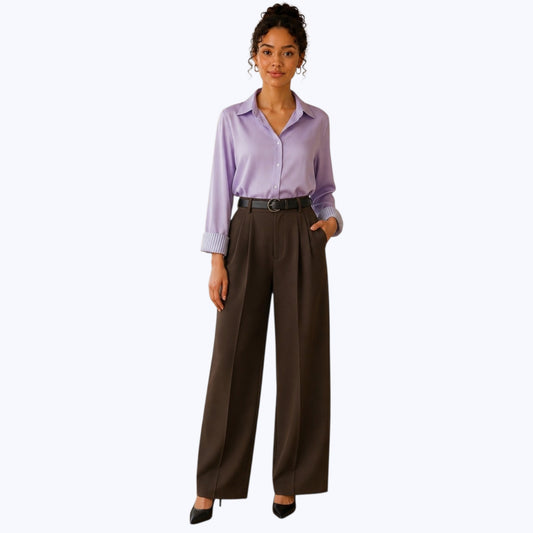 Pantalon LUNA Choco - Taille haute