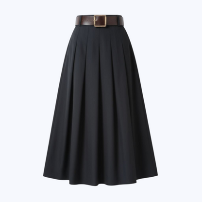 Jupe AZAËLLE Noire, avec ceinture - Made in Italy